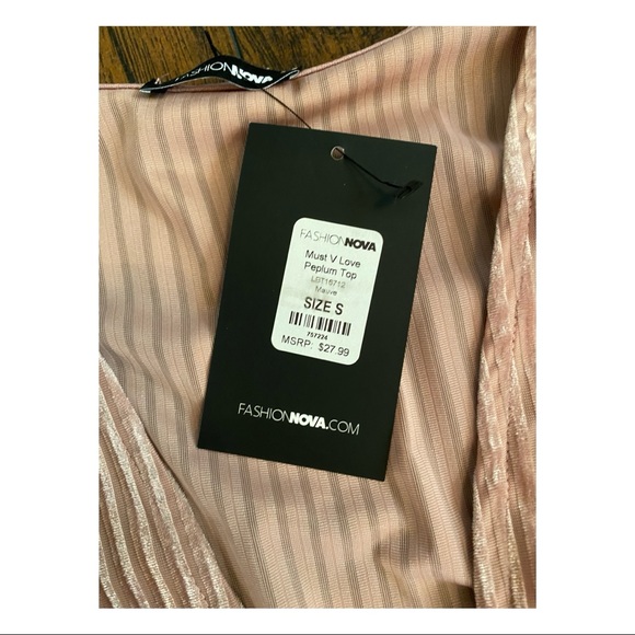 Fashion Nova Mauve Peplum Top with Button Closure - Picture 2 of 5